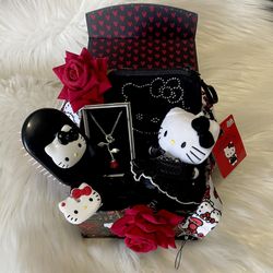 Brand New Rare Black & Red Hello Kitty Gift Basket 