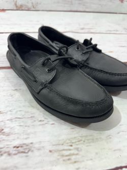 Sperry Top Sider Authentic Original Boat Shoe Men's  Black Leather Sz 10.5 2 eye