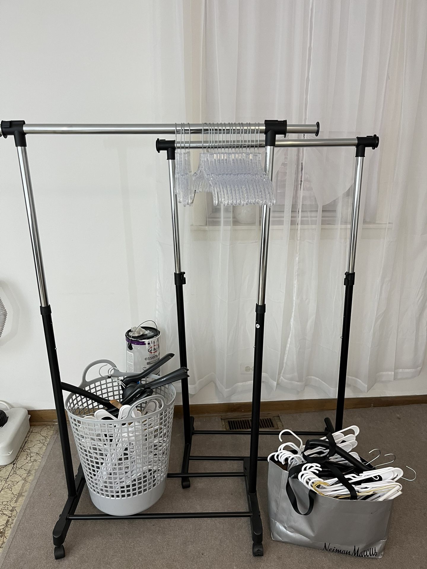 FREE 2 Racks With Hangers And Laundry Basket