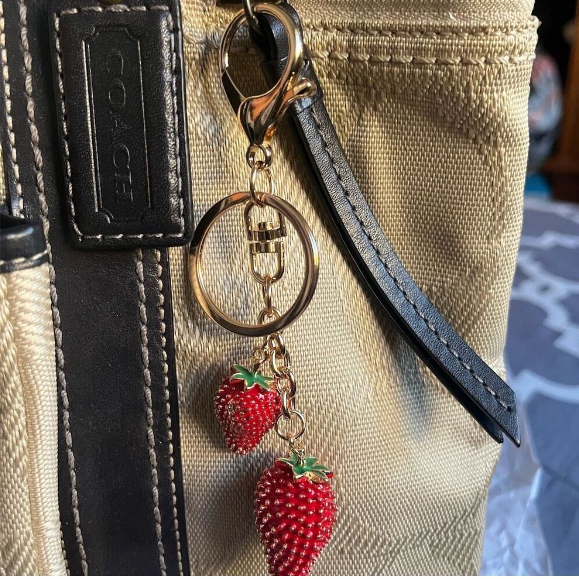 Bag Charm Strawberry Resin Keychain NWT