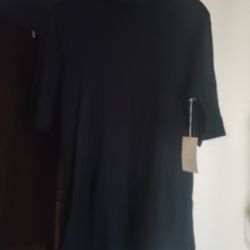 Women's Short Sleeve Black Turtleneck