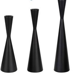 Set of 3 Matte Black Metal Tapered Candle Holders, Vintage Mid-Century Modern Candle Holders for Home Farmhouse Cottage Farmhouse Tabletop Wedding Tab