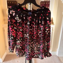 TALBOTS SMOCKED BLOUSE - ROSE GARDEN PETITE