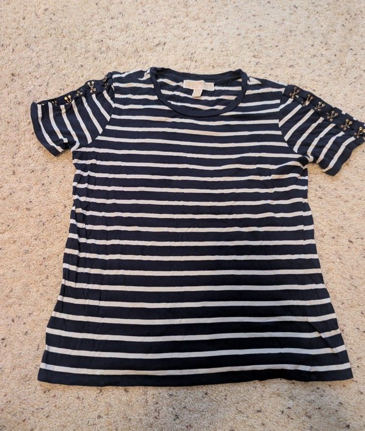 Striped T-Shirt with Embellished Sleeves
