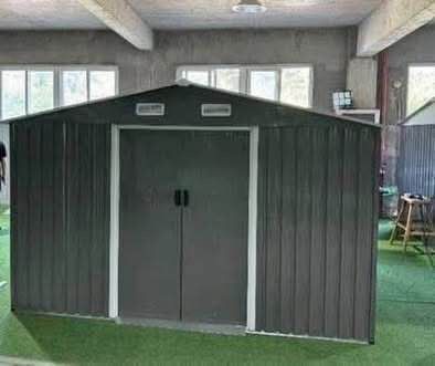 New in Box 8’ L x 10’’ W x 6.’ H Metal Storage Shed Outdoor Galvanized Steel (Assembly Required)