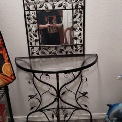 Glass Top Table And Mirror 