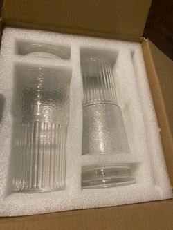 Clear Ribbed Glass Tumbler Set