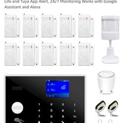 WiFi and GSM 17-Piece kit, Wireless Home Security Alarm System, Door/Window Sensor Entry Sensors (x10) with Smart Life and Tuya App Alert, 24/7 Monito