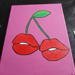 Cherry Lips Canvas Painting
