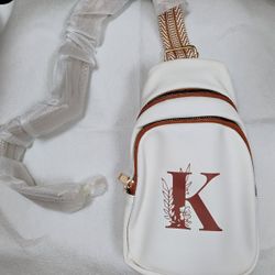 New White “K” Initial Sling Bag