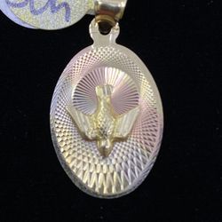 $150 Three Tone Gold Holy Spirit Religious Charm Pendant 