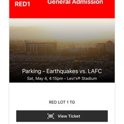 San Jose Earthquakes Vs LAFC Parking Pass Red 1