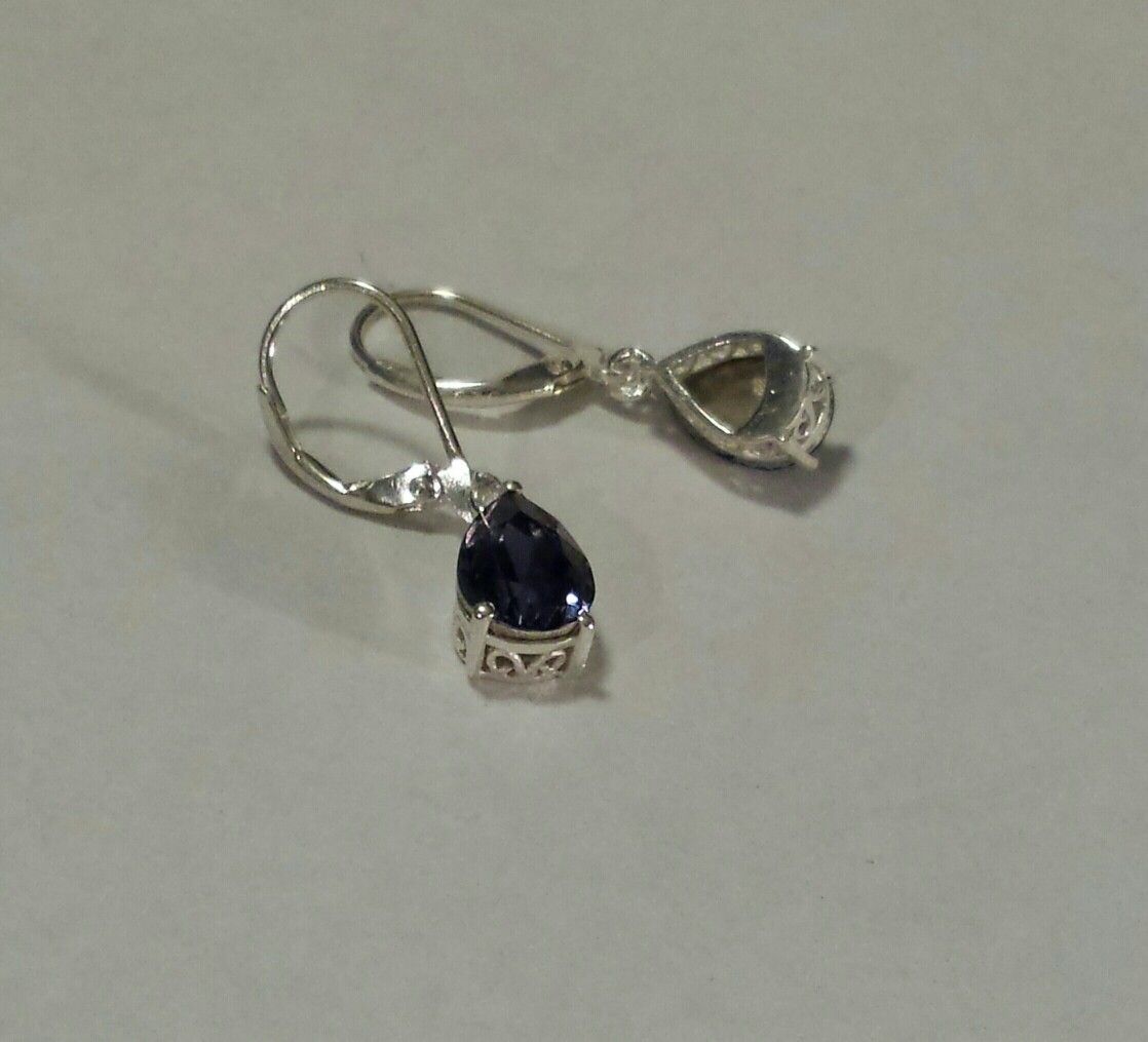 SWAROVSKI Purple Crystal Leverback Earrings in Sterling Silver