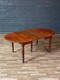 Antique American Farmhouse Maple Drop-Leaf Extension Dining Table w/ Turned Legs, c.1920's - Delivery Available