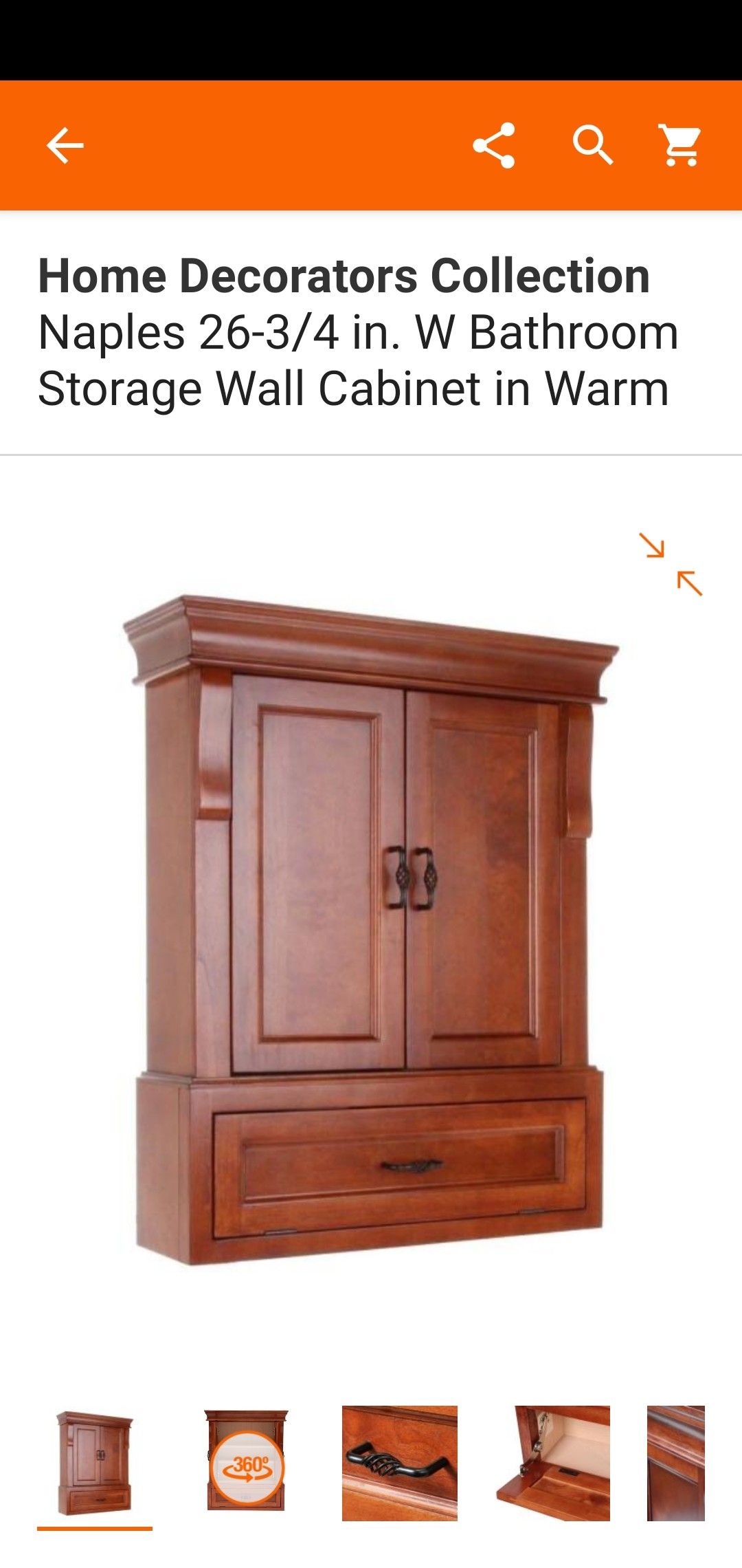 Foremost NACO2633 Naples 26-1/2" W Wall Cabinet in Warm Cinnamon open box NEW