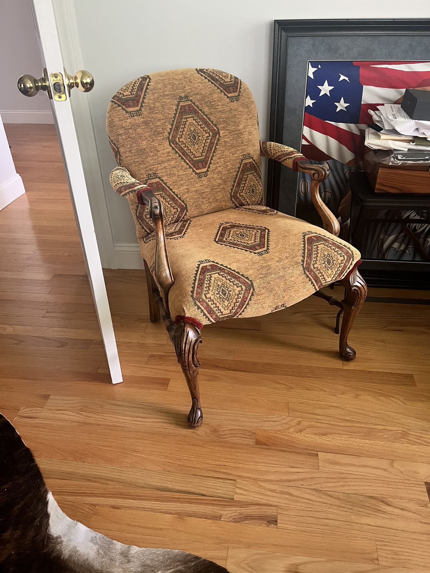 Upholstered Armchair With Wooden Legs