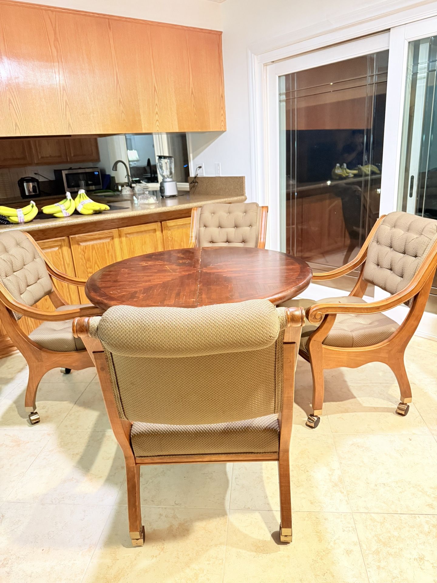 Dark Brown Heavy Wooden Table With Laminate Design
