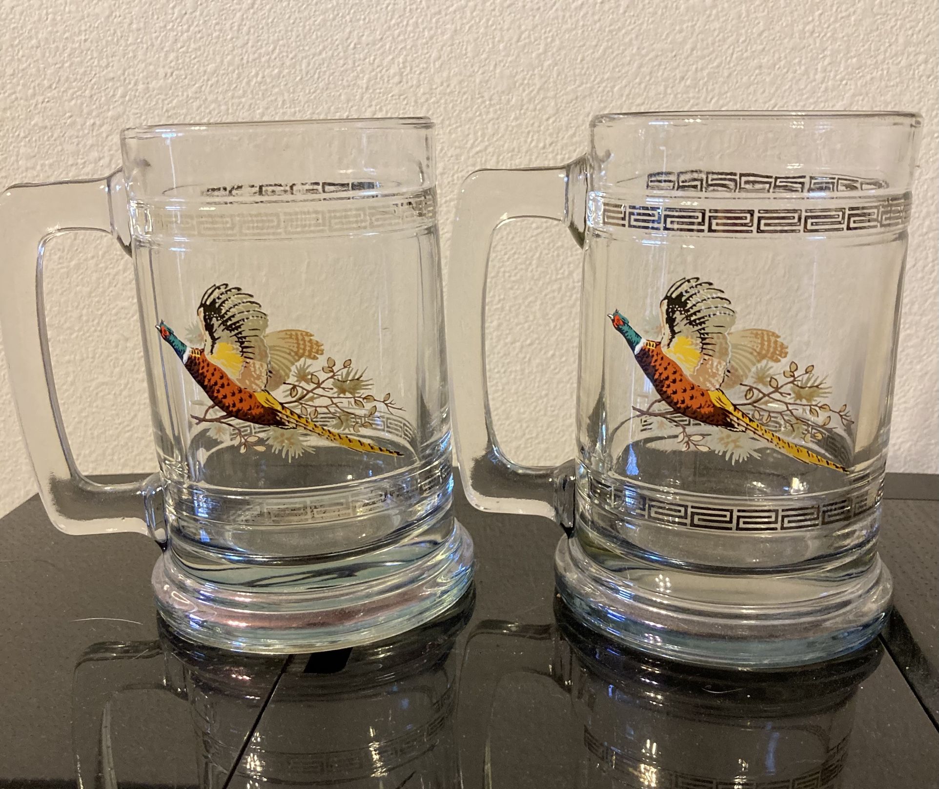  Vintage Clear Glass Beer Mugs 