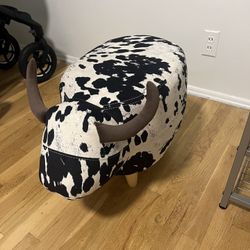 Christopher Knight Home Cow Ottoman — Velvet — Black & White — $45