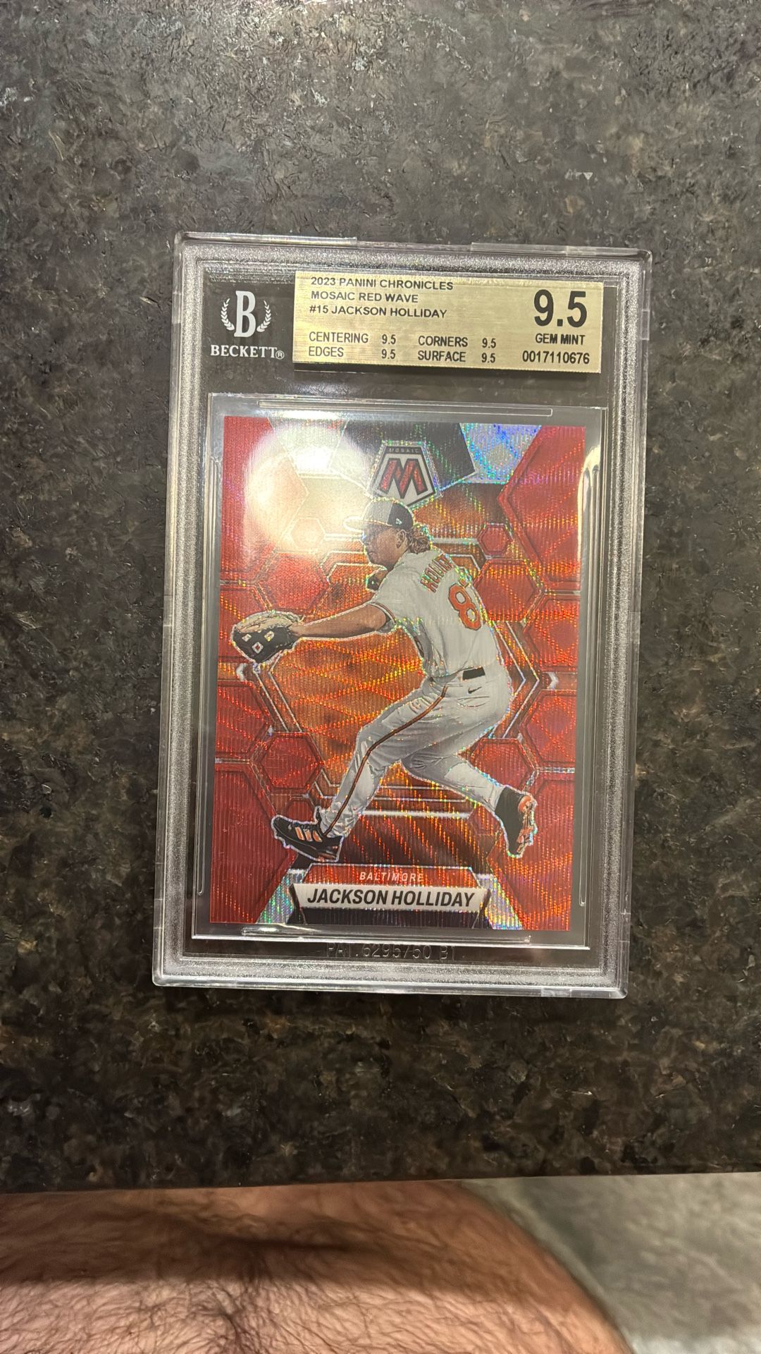 2023 Panini Chronicles Mosaic Red Wave Jackson Holiday /150 BGS 9.5
