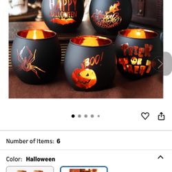 Halloween Candleholders Black Glass For Votive Candle