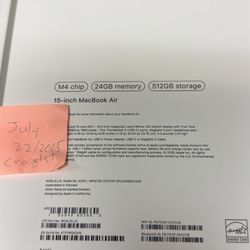 Unopened MacBook Air 15in 512 Gb , 24gb Ram