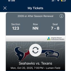 Seahawks Tickets v Houston Texans 10/20/2025