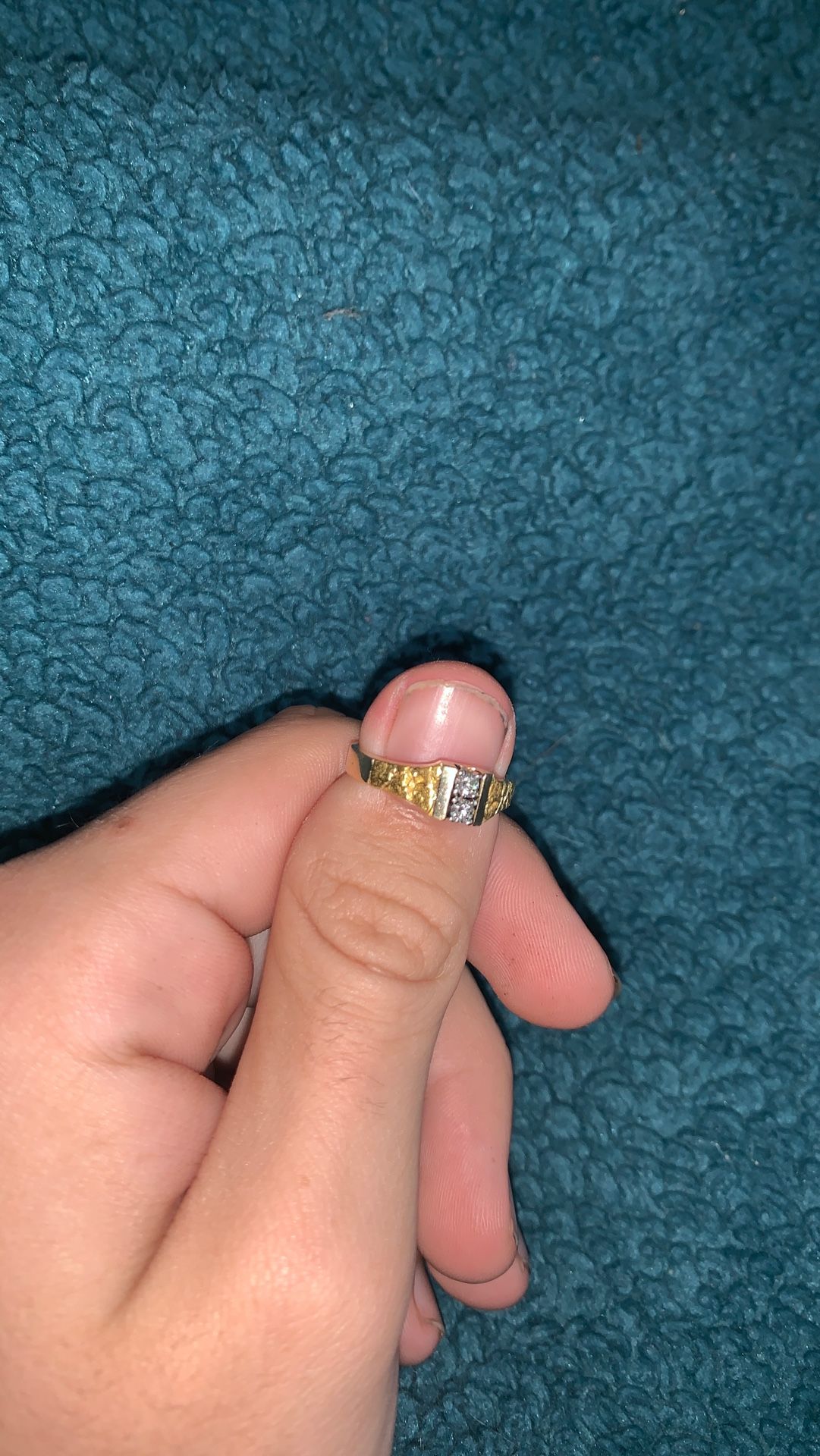 14k gold diamond ring with 22k nugget 4 grams .10 carat si1