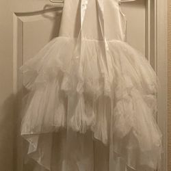 Girls Satin And Tulle White Dress