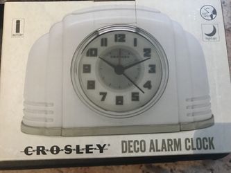 crosley deco alarm clock white
