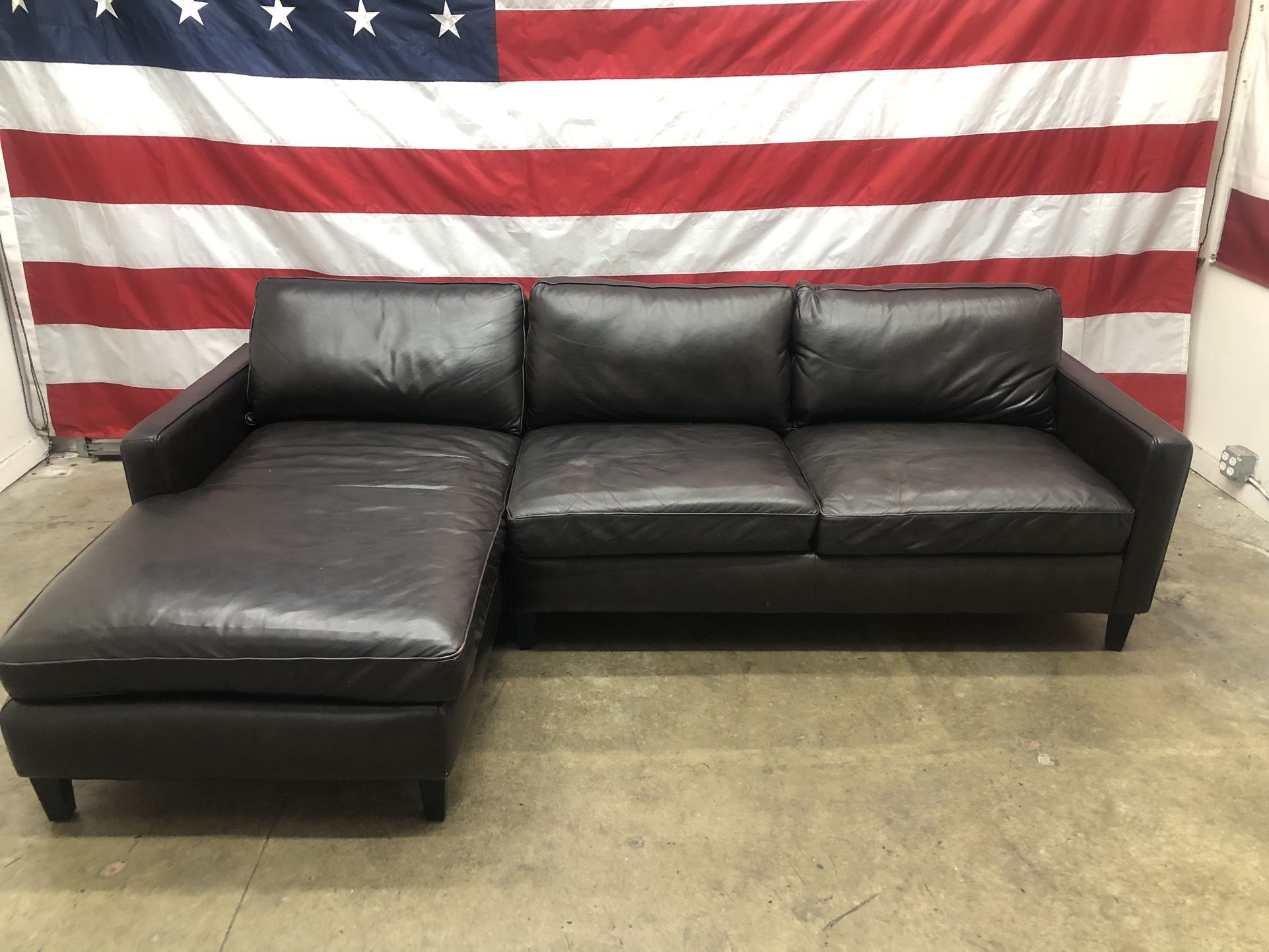 Free Delivery - Brown Leather 2 Piece Sectional Couch 