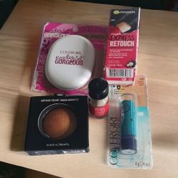 Makeup Lot, Covergirl Ready Set Gorgeous 305-310 Medium Deep Piwder Foundation, Covergirl 715 Medium Concealer, Artisan Baked Bronzer, Arielle Brow Ti