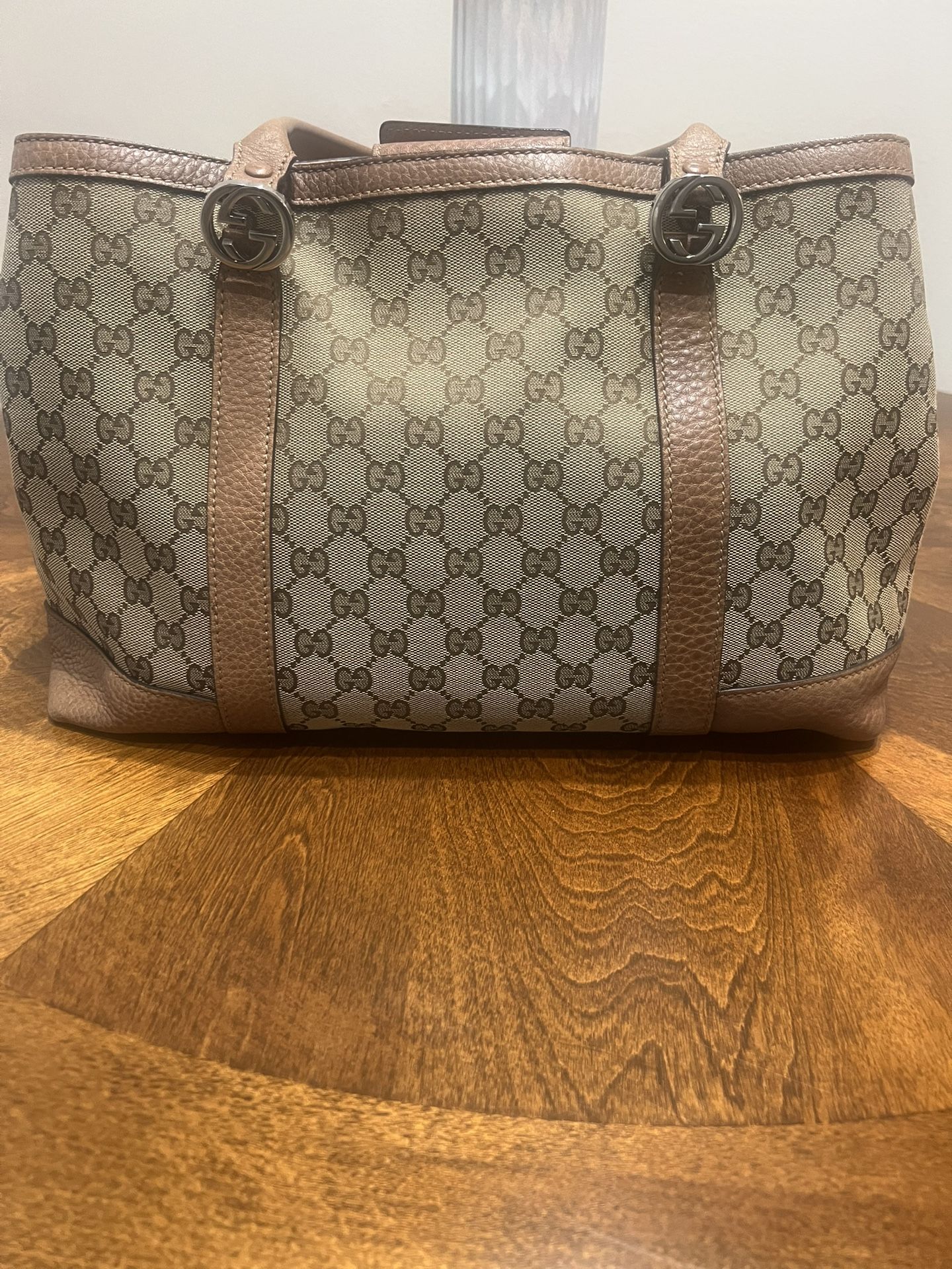GUCCI Monogram Miss GG Tote in Brown