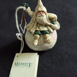 Midwest Of Cannon Falls Santa Sitting On A Snowball Signed Pam Schifferl 2.75" 