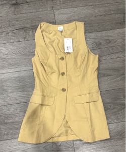 Women's Tan Button-Front Tailored Vest