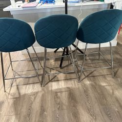 Teal barstools Crome