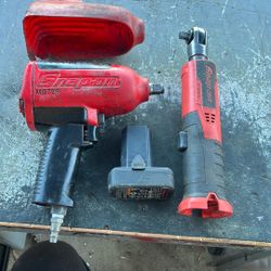 Snap- On Air Impact And Battery Angle Ratchet 1 Battery No Charger 