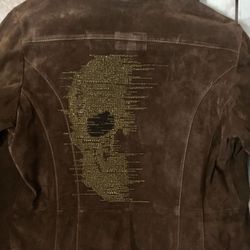 Beautiful Wilson Leather Jacket reworked with rhinestone skull on the back women’s size XL