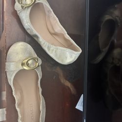 Coach Flat Gold Shoes For Women 7.5