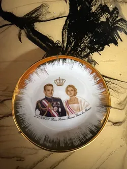 Vintage Limoges France Plate - Prince Rainier and Princess Grace of Monaco