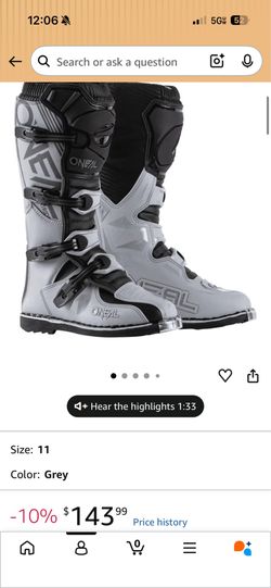 O’Neal Element Moto Dirt Bike Boots size 11 US GRAY