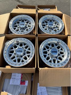 Brand New 18x9 KMC GRS “549” Machined 18” Off-Road Wheels for 8 Lug Ford 8x170 GM 8x180 8x165 Trucks
