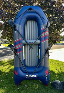 SEVYLOR 3391 Colossus Inflatable 4 Person Boat Raft w/ Oars