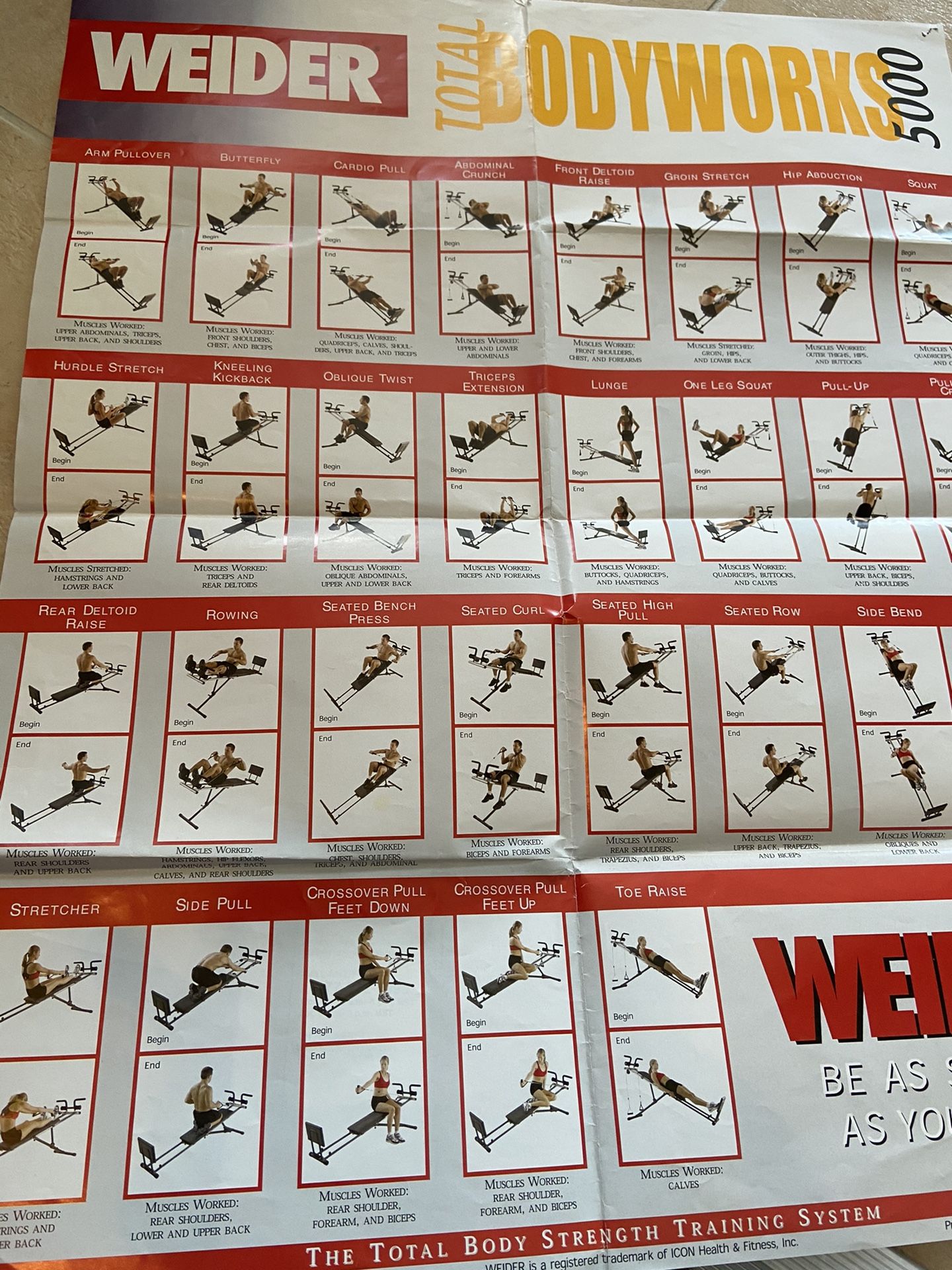 Weider Exercise Chart Guide Weider Ultimate Body Works Exercise Chart Full Body Dumbbell Workout
