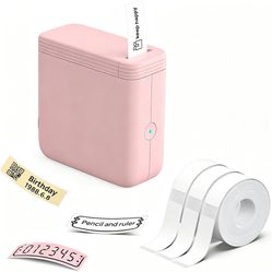 Mini Label Maker Machine with 3 Tapes, P24 Label Makers, Pink Bluetooth Thermal Label Printer with Multiple Templates, 203 DPI HD for Home, School and