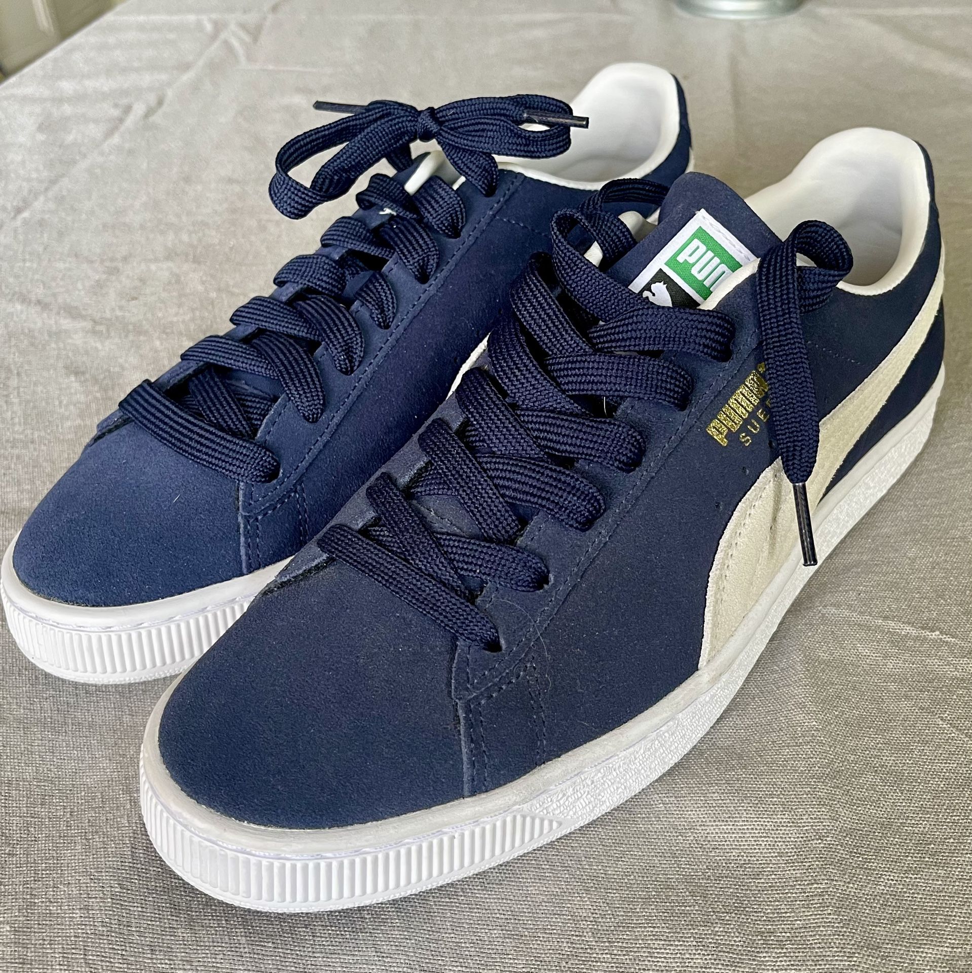 PUMA Blue Suede Classic XXI Sneakers Color: Peacoat-Puma White Men US Size 9.5