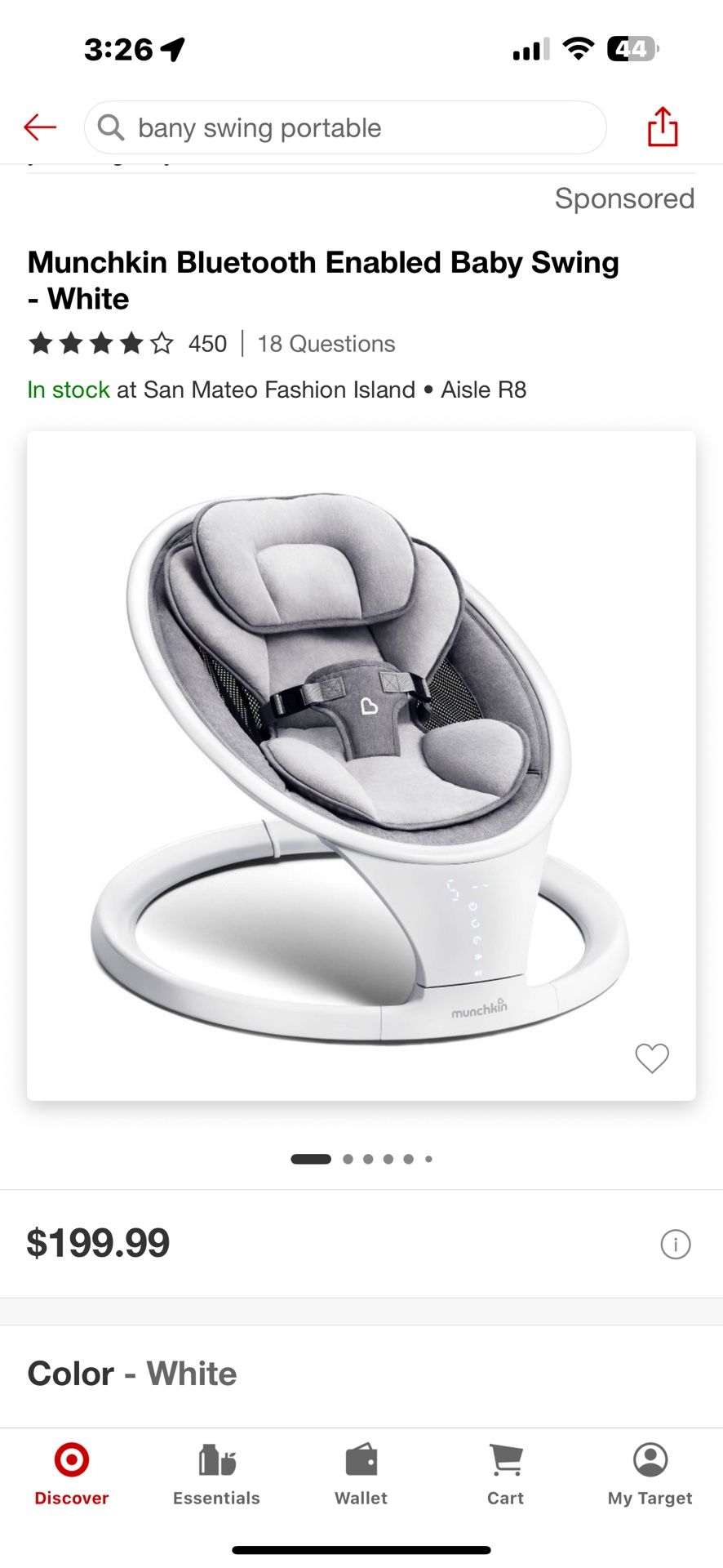 Munchkin Bluetooth Enabled Baby Swing 