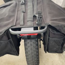 Black Saddlebag, Rack Pannier Bag with 2 Side Pockets for Electric Bike
