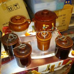 Vintage Stoneware Crocks X 6