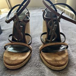 Yves Saint Laurent Signature Logo Suede Espadrilles